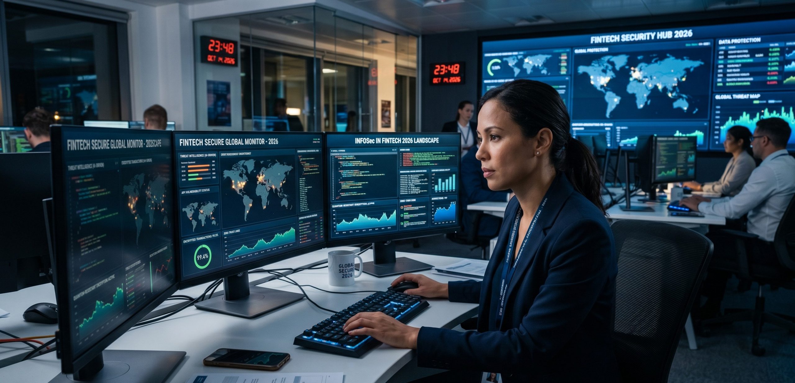 Fintech Security lady in action