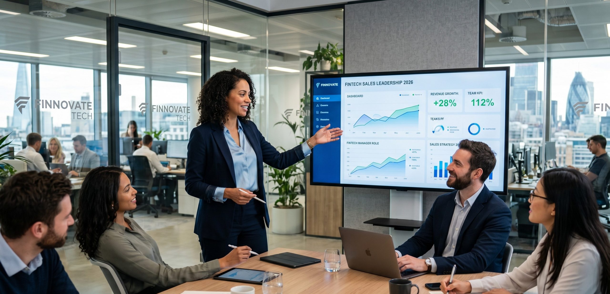 Sales Manager in fintech giving presentation